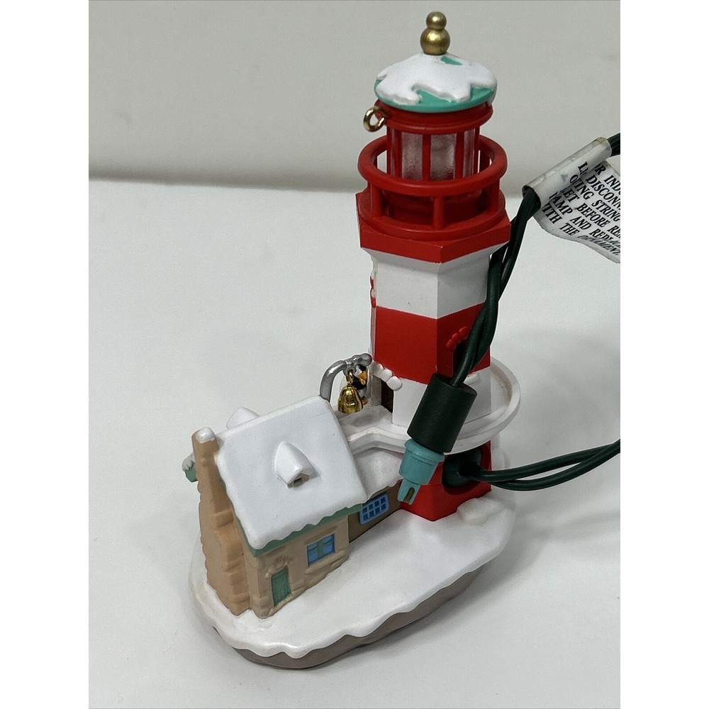 Hallmark Keepsake Ornament Lighthouse Greetings Flashing Light Tree Mr Mrs Claus - Picture 5 of 9